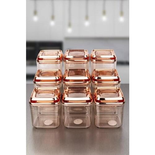 VACUUM STORAGE CONTAINER 9 PIECES OKY-ROSE kitchen mother seasoning set salt shaker pepper bowl tableware wooden bamboo