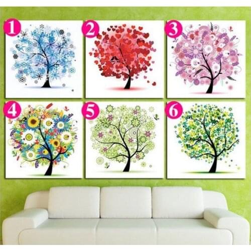 Embroidery Package Hot Sell Best Quality Cross Stitch Kits Happiness and Fortune Tree Total 6 Pieces of Items Free Shipping