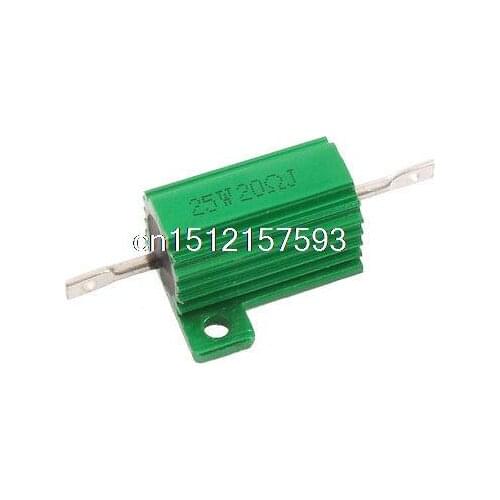 Green 25 Watt 20 Ohm 5% Aluminum Housed Wire Wound Resistor