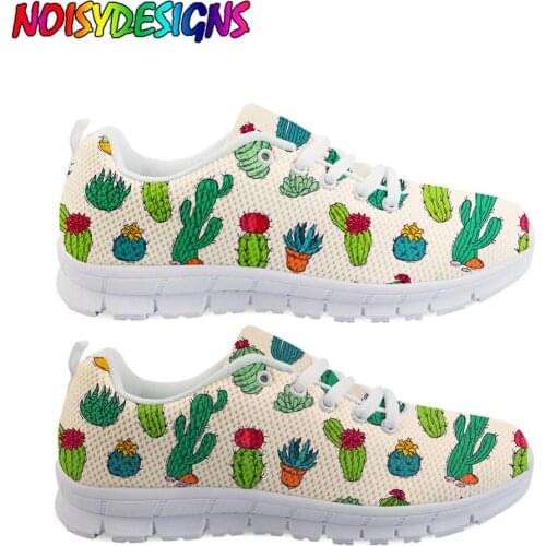 NOISYDESIGNS New Women Shoes Summer Fashion Shoes Cactus Plant Printing Shoes Female Autumn Sneakers White Shoes For Women