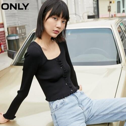ONLY spring new bottoming, simple, slim fit, square collar wool sweater women | 120424073