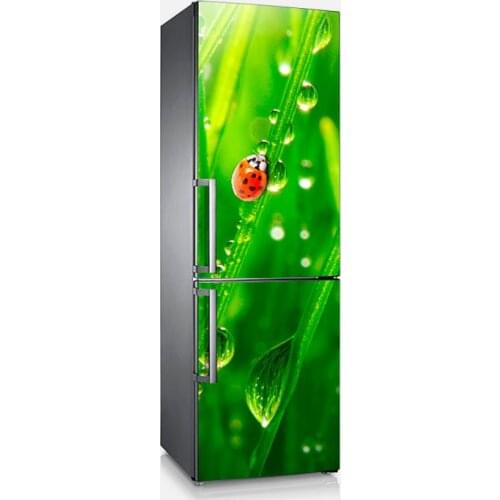 3D Custom Dishwasher Refrigerator Contact Paper Ladybug On Grass Freezer Decal Panel Cover Wall Sticker Home Decor Gift