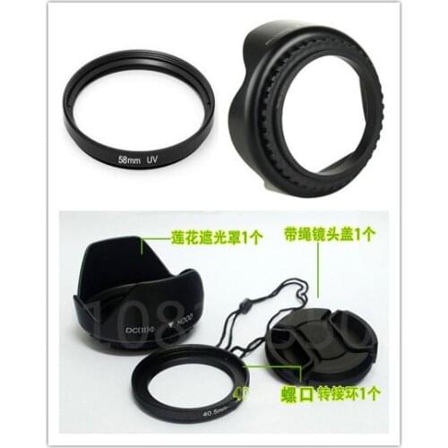 4in 1 set camera 58mm Lens Hood + Lens Caps + Adapter Ring + UV Filter for S0NY A6500 A6000 A6300 16-50mm A5100 A5000 NEX-5R