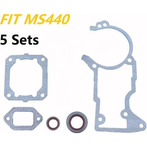 5 Sets Crankcase Cylinder Muffler Gasket Oil Seal Set For STIHL MS440 044 MS 440 Chainsaw 11280290500, 96400031972, 96400031320
