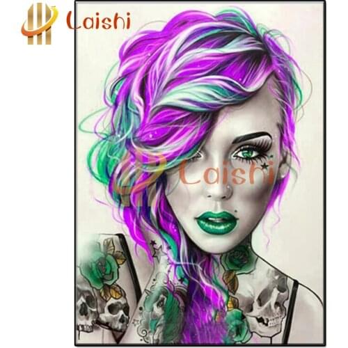 5d photo Round Diamond Painting Fantasy Tattoo Woman Full round Drill Square Mosaic Home Decoration Handmade Embroidery Gift