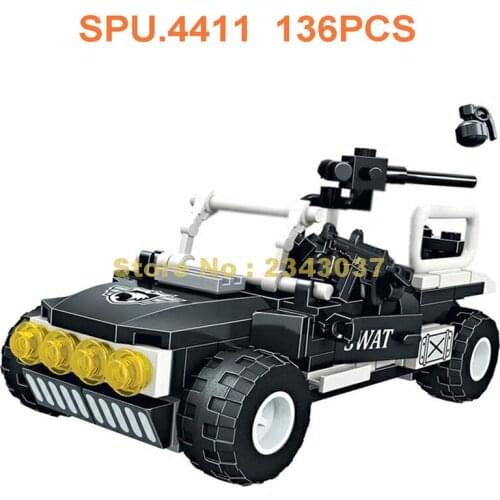 7012 136pcs Urban Police Swat Fast Assault Car 2 Dolls Building Blocks Toy