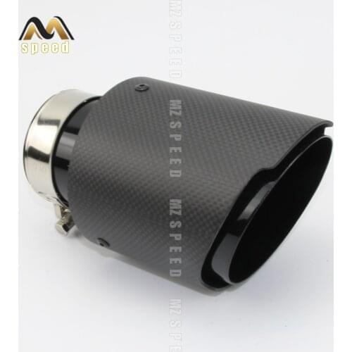 Car accessorie exhaust muffler tail throat universal straight edge lusterless carbon fiber black stainless steel for BMW E46 E90