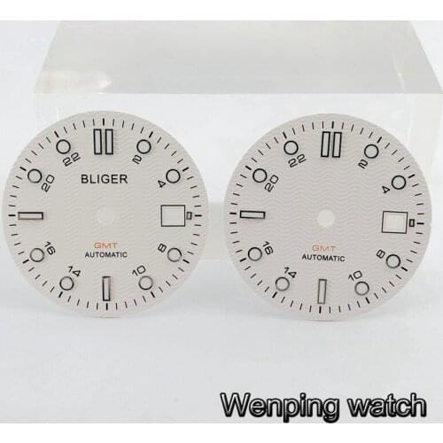 31mm Bliger white dial luminous watch dial Fit ETA 2836/2824 DG2813/3804 Miyota 8215 821A
