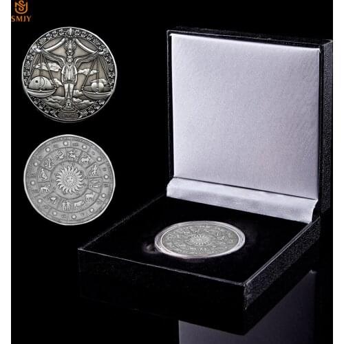 2020 Astrology Antique Silver Coin Western Twelve Constellation Venus Libra Metal Relief Commemorative Coin Collection W/Box