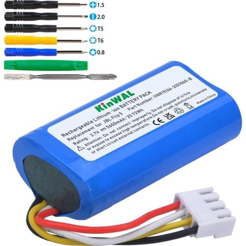 11NR19 3.7V 5600mAh Li-ion Battery 66-21D1060-B Pack for JBL Flip 5 with Installation Tools