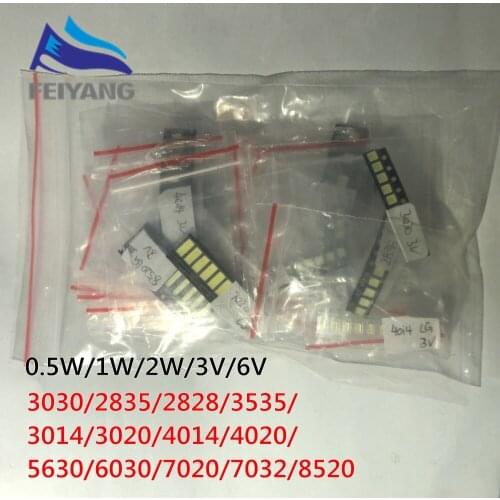 1W/0.5W SMD LED Kit 3V/6V 2835/3030/3535/4020/5630/6030/7020/7030/7032 Cold white For TV Backlight Beads 20 values *20pcs=400PCS