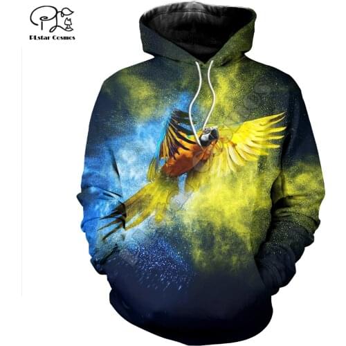 PLstar Cosmos Colorful Parrot 3D Printed Hoodies Casual Men/Women Zipper Hooded Funny Animal Unisex Brand Streetwear Apparel P16
