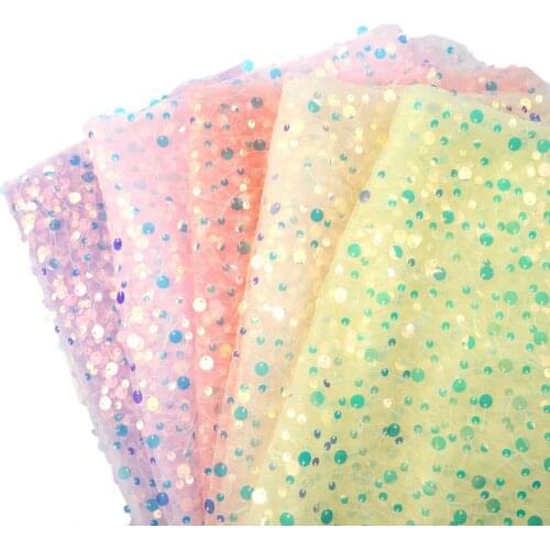 50*140cm Sequins Dots Lace Mesh Gauze Tulle Fabric Sewing Supplies Dress DIY Needlework Garment Curtains Accessories 4.5