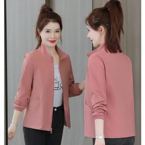 Jacket Women New Spring Autumn 2021 Korean Loose Casual Short Windbreaker Female Jacket Mujer Solid Color With Lining 349