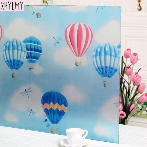Matte Decorative Window Film Blue Balloon Glass Vinyl Self Adhesive Film Stained Opaque Bedroom Balcony Sun Room Glass Sticker