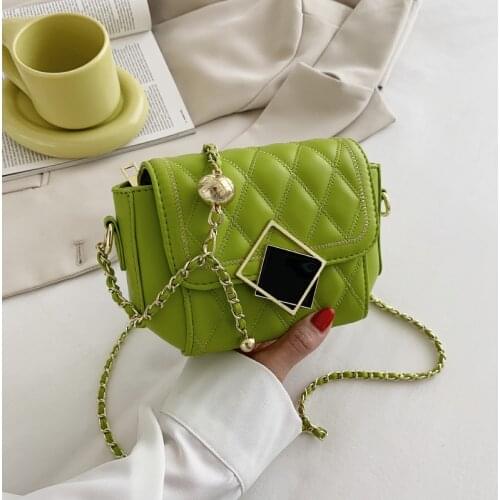 Fashion embroidered thread handbags new chain small square bag Korean fashion lock one shoulder messenger bag