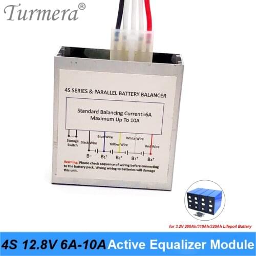 Turmera 4S 12.8V 6A 10A Active Equalizer Module for 3.2V 280Ah 310Ah Lifepo4 Battery and 3.7V 18650 Lithium Batteries Pack Use