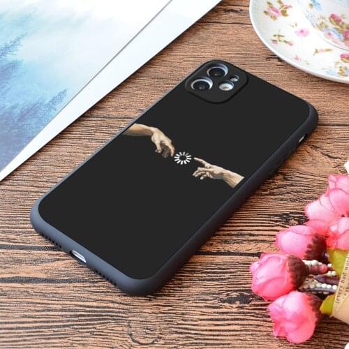 For iPhone Michelangelo Hands Print Soft Matt Apple iPhone Case