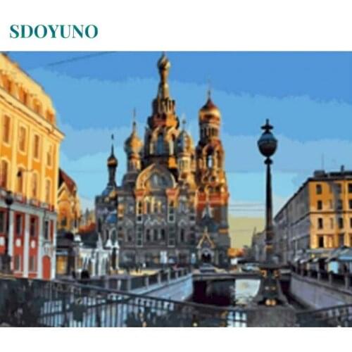 SDOYUNO 60x75cm Paint By Numbers Kits Landscape DIY Painting By Numbers On Canvas Scenery Frameless Digital Hand Painting Decor