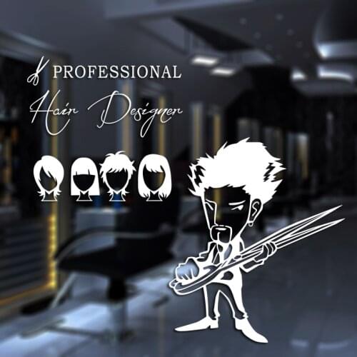 Professional Hairdresser Sex Girls Lady Hair Salon Name Wall Sticker Hair Cutting Wall Decal Hairdressing Shop Window