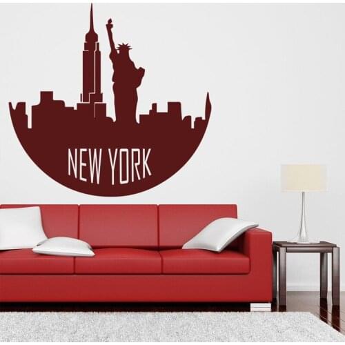 New York Wall Sticker USA City Skyline Wall Decal Living Room Bedroom Home Art Decoration Vinyl Waterproof Decals Sticker L629