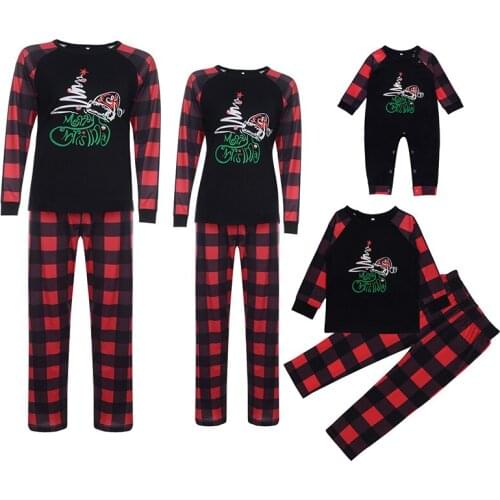 2021 New Autumn Christmas Printed Family Clothing Sets Father Mother Child Baby Home Wear Pajamas Parent-child Clothing