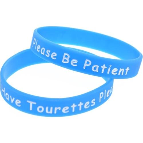 OBH 50PCS I have Tourettes Please be patient Silicone Bracelet 5 Colors Adult Size