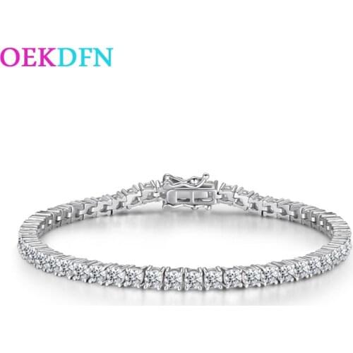 OEKDFN Luxury 925 Sterling Silver Bracelets Created Moissanite Gemstone Bangle Charm Wedding Bracelet For Women Fine Jewelry