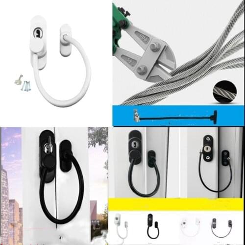 Restrictor Child Safety Stainless Key A Lockable Window Security Cable Lock Door Window Restriction Metal Rope with Screws