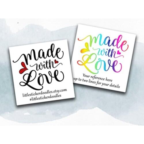 Personalised made with love stickers, customised business branding stationery, Social Media Stickers, Order Package Lables