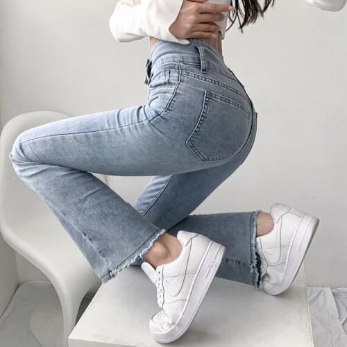 Shnsophi Autumn Skinny Bell Bottom Denim Jeans Women High Waist Korean Stretch Flare Pants Casual Pantalones De Mujer