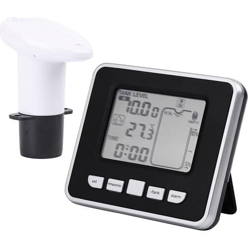 Ultrasonic Water Tank Liquid Depth Level Meter Sensor With Temperature Display Time Alarm Transmitter Measuring Tools