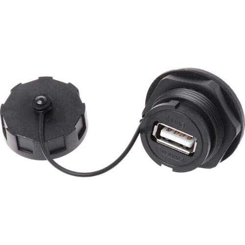 USB Female Socket Plug Panel Mount Adapter Waterproof Connector IPL7 With Cap