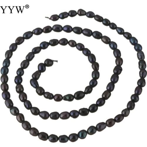 Vintage Black Rice Cultured Freshwater Pearl Beads 3-4mm Hole:Approx 0.8mm Sold Per Approx 14.5 Inch Strand
