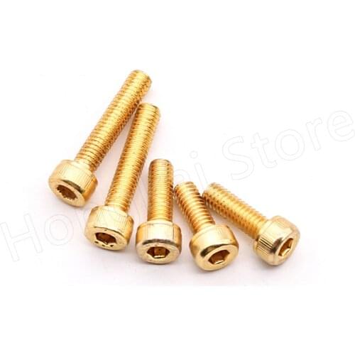 10PCS Titanium Plating Gold Cap Head Socket Screws M2 M2.5 M3 M4 M5 Grade 12.9 Allen Key Bolts Screw Length 4-30mm