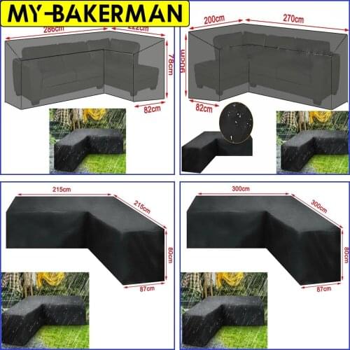 3size L Shape Furniture Waterproof Cover Outdoor Garden Patio Rattan Sofa Dustproof V Shaped Mold Resistant Cover black