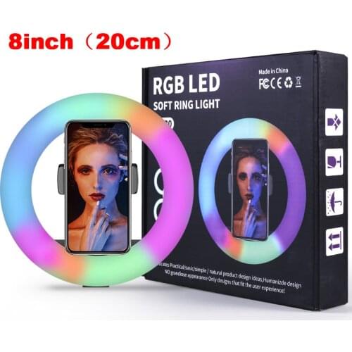 High qualcolor 8 / 20cm LED Ring Light Photography Lamp Selfie Fill Light Photo Studio Camera Ring Light Live Makeup Fill Light