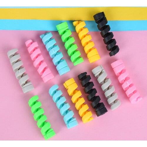 Quality Silicone Spiral Cable Protector Data Line Bobbin Winder Protective Tube Cable Cover Data Line Organizer for iphone 5pcs