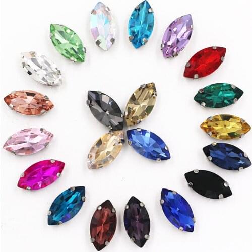 Factory Price Horse Eye shape Sew On silvery claw Rhinestones, Multicolor choose