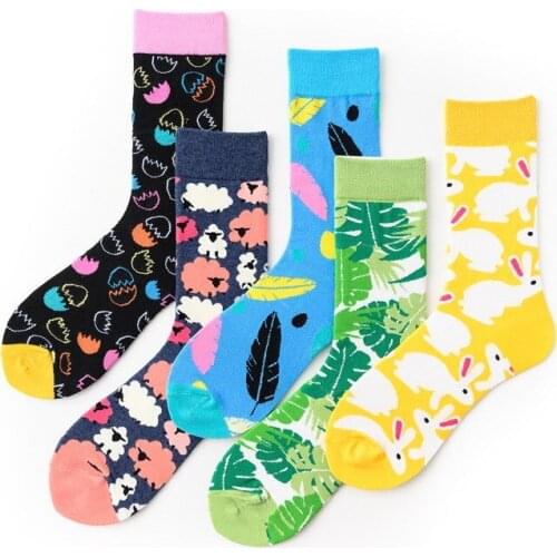 Women Cute Cotton Socks Personality Kawaii Cartoon Female Woman Funny Socks Fashion Trend Harajuku Happy Socks