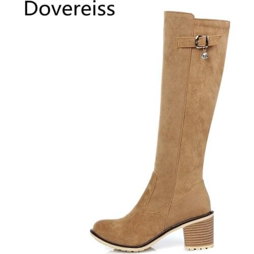 Winter for Woman New Fashion Sexy Round toe Shoes Pure color yellow Zipper Consice Knee high boots 34-43