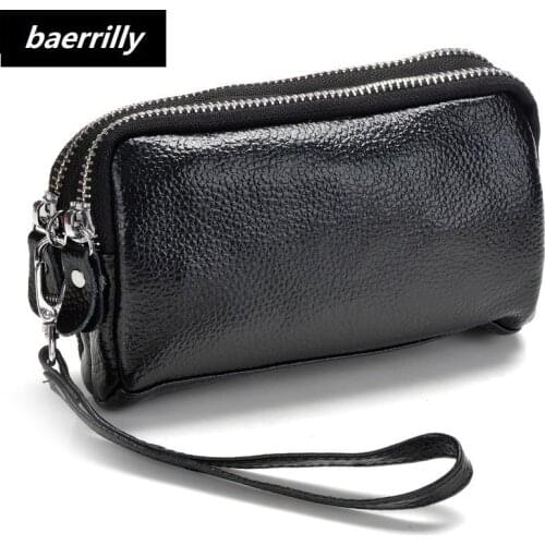 Famous Brands Genuine Cowhide Leather Women Day Clutch Bags Handbags Women Ladies Wristlet Clutch Wallet Evening Party Bag