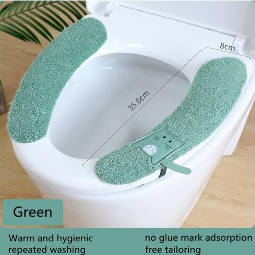 Winter warm toilet seat cushion bathroom toilet cushion cushion with handle soft washable toilet toilet accessories