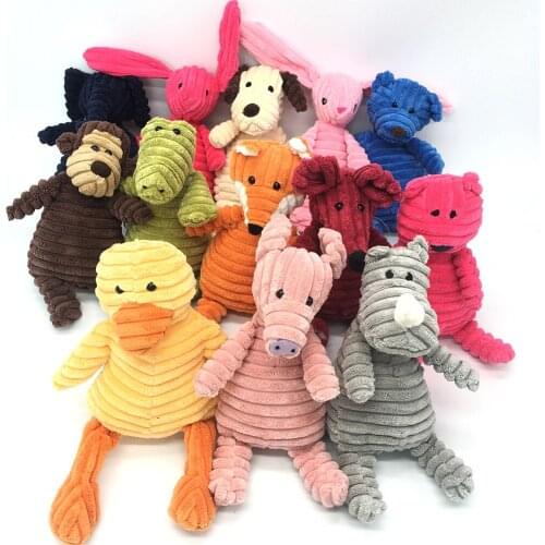 1PC Dog Pet Chew Toys Soft Dolls Bite Squeak Toys For Dog Accessories Fleece Fox Duck Monkey Rabbits Pig Horse Pet Toy