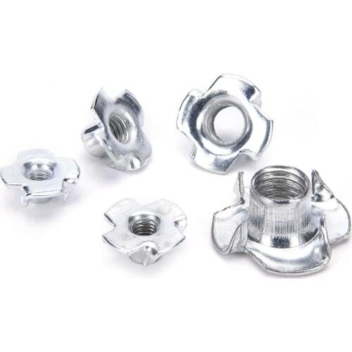10pcs/Set M4 M5 M6 M8 M10 practical Zinc Plated Standard Four Prong Furniture T Nut Inserts For Wood Metric Coarse Threads