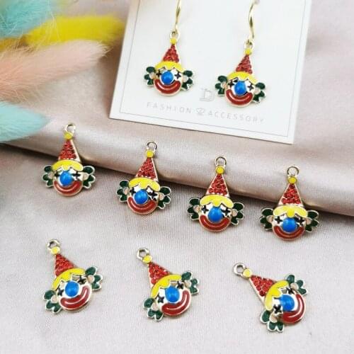 10Pcs Charm Funny Clown Avatar Alloy Metal Drop Oil Charms Pendant For DIY Bracelet Necklace Earings Jewelry Making Accessories