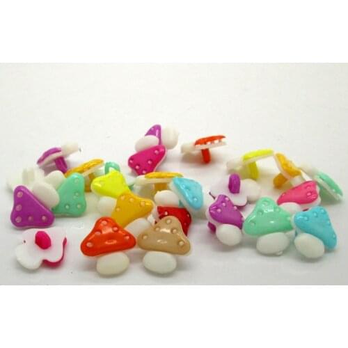 100Pcs Mixed Acrylic Mushroom Shape Apparel Sewing Buttons For Kids Clothes Scrapbooking Decorative Handicraft DIY Accessories