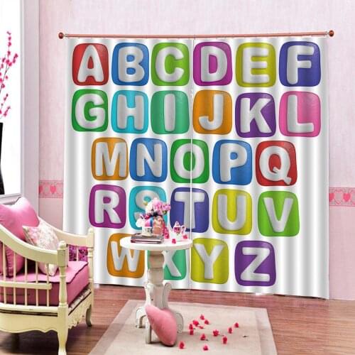 26 Alphabet Curtain Digital print For Living room Bedroom Blackout Window Drapes Home Indoor Decor set (left and right side)