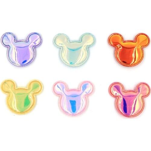 30pcs/lot 6.7*3.5cm Multi color Pu cat Head Padded Appliques for DIY Accessories Craft Handmade Decoration