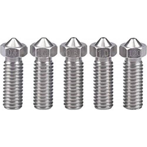 3D Printer Volcano Nozzle Extra Lengthen Extruder Stainless Steel M6 Nozzle All Metal 0.4mm/0.6mm/0.8mm/1.0/1.2mm For 1.75/3.0mm